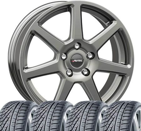 4 kompletne koła zimowe Tallin 5.5x15 ET 40 5x100 tytanowe srebrne z oponami 185/65 R15 88T Continental WinterContact TS 870 M+S 3PM do Audi A1