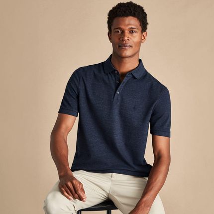 Charles Tyrwhitt Pique Polo — Navy - L Prosta koszulka polo z bawełny pika Koszulki polo