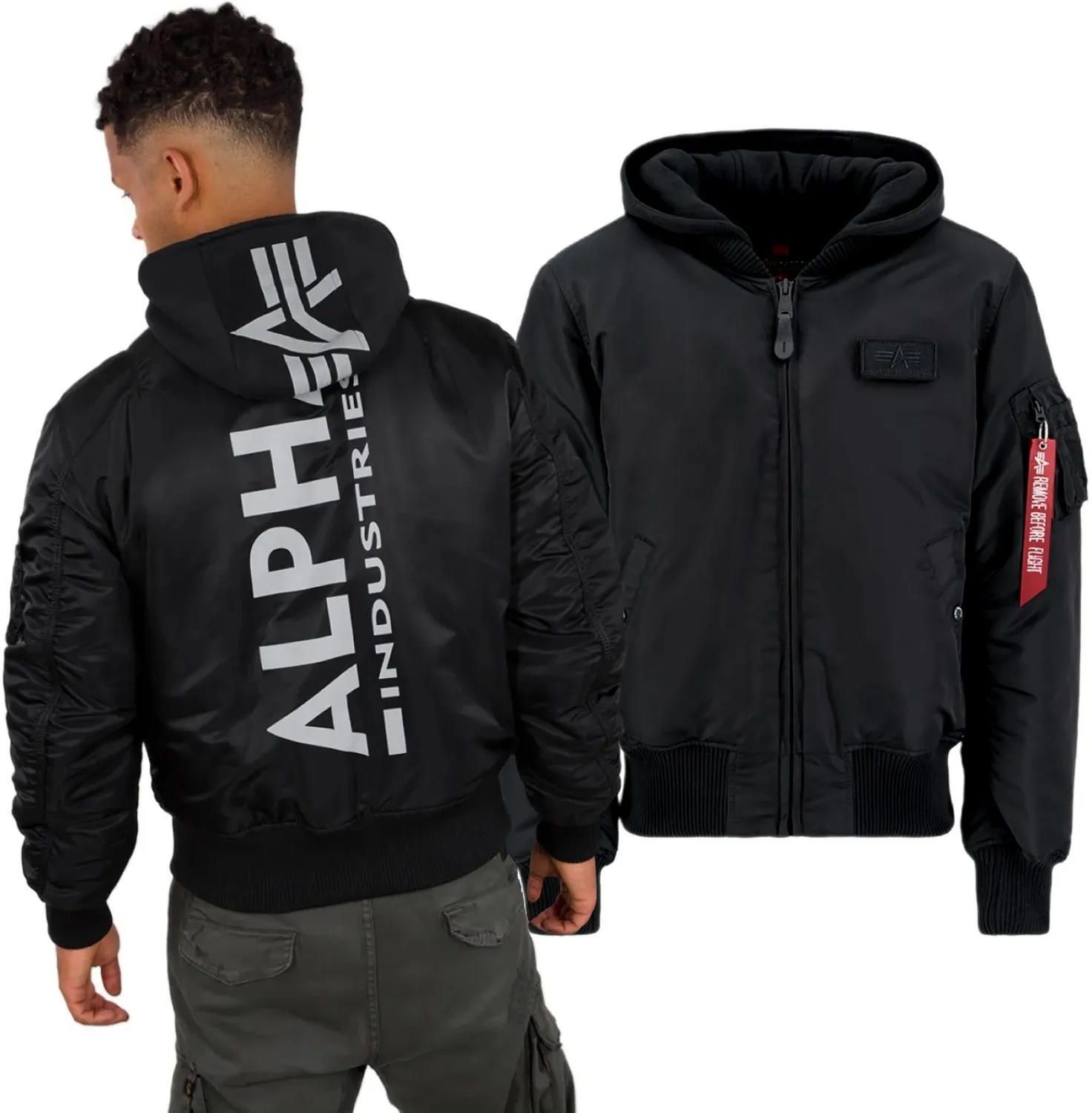 ALPHA INDUSTRIES MA-1 ブラック L kurtka flyers ALPHA INDUSTRIES - MA-1 D-TEC SE BLACK WHITE