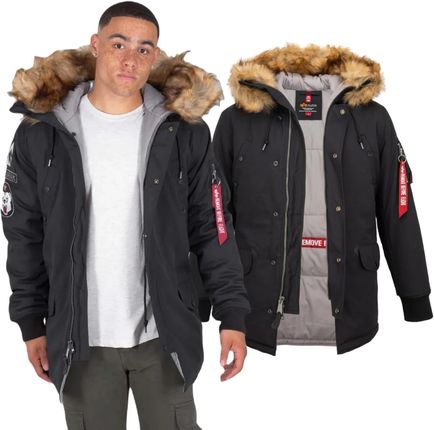 Kurtka z kapturem Alpha Industries Arctic Discoverer 118100 03 - Czarna S