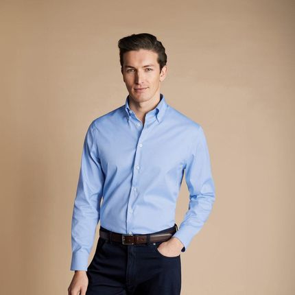 Charles Tyrwhitt Button-Down Non-Iron Oxford Shirt - Extra Slim fit | 42 | 91 Prosta koszula z zapinanym kołnierzykiem Formalne