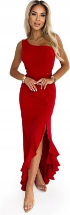 Sukienka do ziemi długa maxi z falbanką hiszpanka na ramię czerwona M