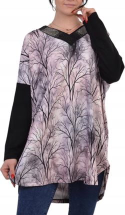 T1643 Big Size Tunika Bluzka Nadruk Dekolt V-neck r. 56