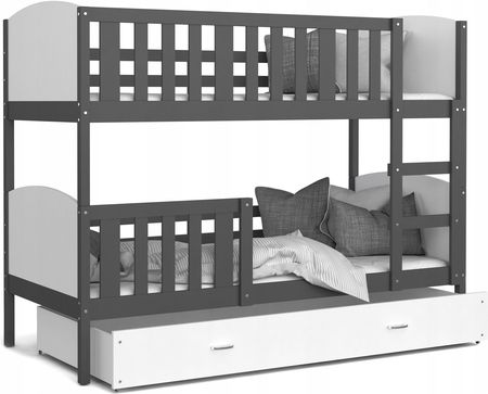 Ajkmeble Łóżko Piętrowe 200X90 Szare Białe Tami