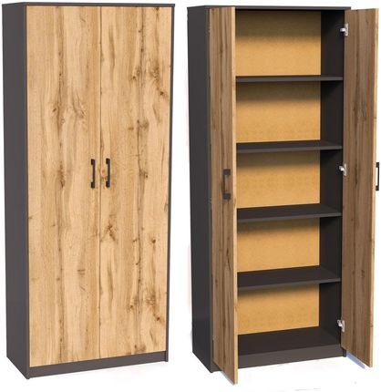 Meble Bestseller Regał Rafał R005 Grafit Dąb Wotan 180X74X35 Cm