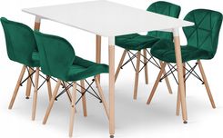 Zdjęcie Leobert Zestaw Stół Prostokątny Adria 120X80 Biały + 4 Krzesła Lago Zielone - Zdzieszowice