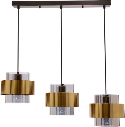 Candellux Spiega Lampa Wisząca Czarny+Mosiężny 3X60W E27 Klosz Dymiony (33-32027) 5 (3332027)