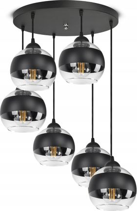 Luxolar Duża Lampa Wisząca Sufitowa Czarna Szklane Kule Black Belt Ez6 Led E27