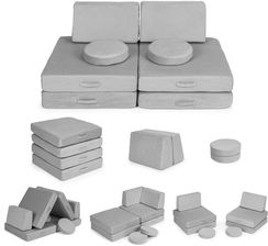 Zdjęcie Sofa modułowa duża składana dla dzieci DIY 8 miękkich poduch - szara ECOTOYS  WYSYŁKA 1-3 DNI - Libiąż