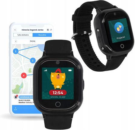 ZEGAREK SMARTWATCH DLA DZIECI APARAT SIM GPS WIFI CZARNY LOCON