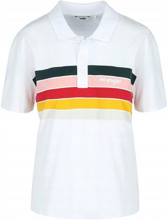 WRANGLER RAINBOW POLO MĘSKA KOSZULKA LOGO PASKI WHITE W7P2FY989