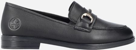 Rieker Loafersy damskie skórzane 46262-01 Czarne