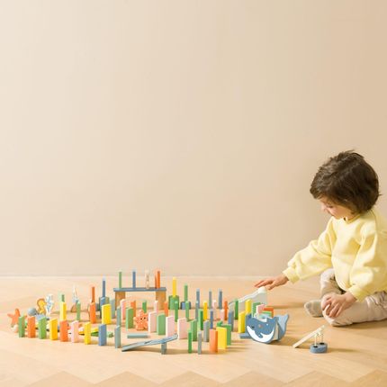Classic World Drewniane Domino Tor Logiczny Przeszkód Układanka Montessori 100 El. - zdjęcie 5