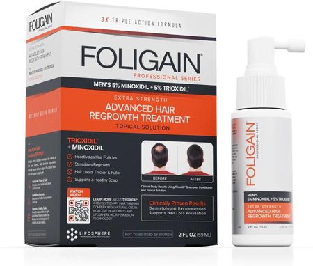 Foligain Trioxidil i Minoxidil 5% dla mężczyzn łysienie androgenowe wypadające włosy