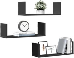 Zdjęcie Półki ścienne, 3 szt., czarne, 58x18x18 cm - Pieniężno