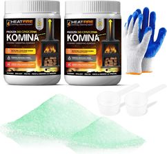 HeatFire Proszek do czyszczenia komina pieca usuwa sadzę smołę 2kg + rękawice