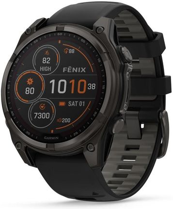 Garmin Fenix 8 47mm Sapphire Carbon Grey z czarno-szarym paskiem