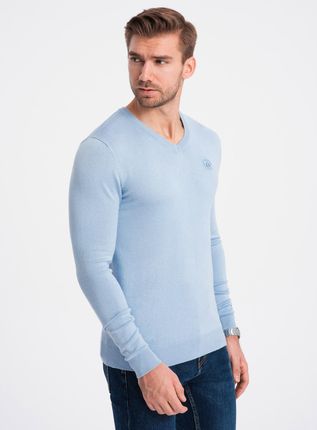 Ombre Clothing Klasyczny sweter męski Launcebuz niebieski jasny M