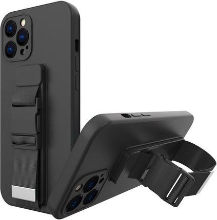 Hurtel Rope Case Żelowe Etui Ze Smyczą Łańcuszkiem Torebka Smycz Samsung Galaxy A52S 5G / A52 5G / A52 4G Czarny