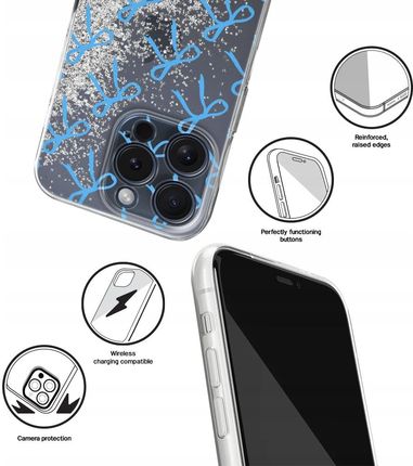 Babaco Etui Do Apple Iphone 14 Plus Kokardki 001 Płynny Brokat Niebieski - zdjęcie 5