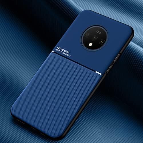 TIANCI Cover Per OnePlus 7T Pro - Custodia In Pelle PU E TPU, Texture Antiscivolo, Con Piastra Magnetica Nascosta, Blu - 4