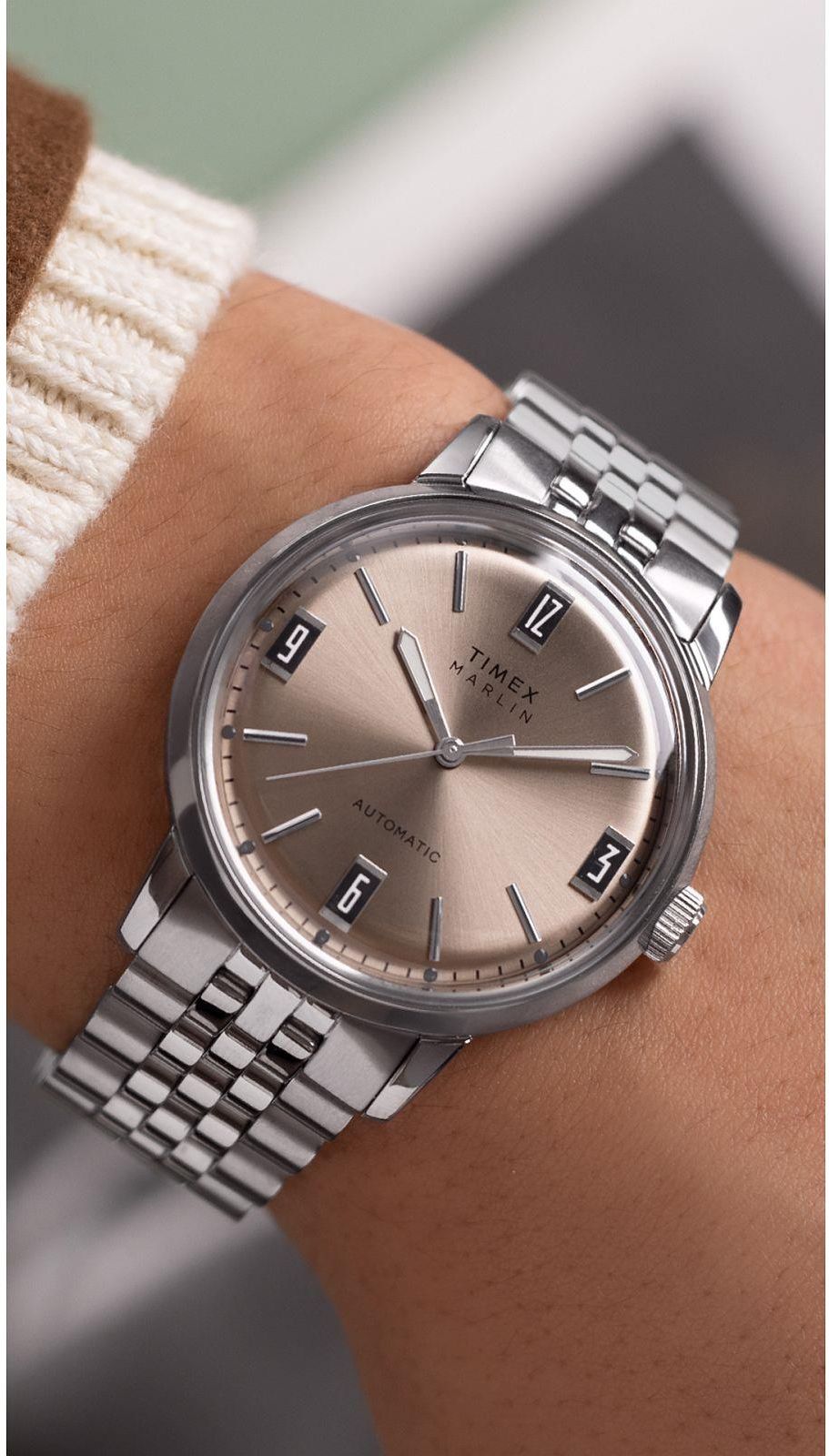 TIMEX タイメックス Marlin Automatic マリーン 40㎜ Amazon.com: Timex 40 mm Marlin Automatic Leather Strap Watch
