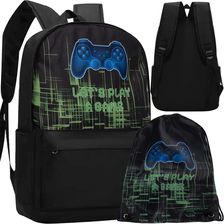 Zdjęcie Plecak Szkolny Czarny Młodzieżowy + Worek Pojemny 22l Gamingowy dla Gracza KRUZZEL - Jastrzębie-Zdrój