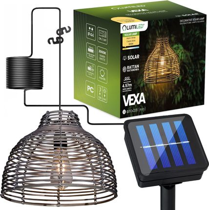 Lampa Solarna Wisząca Led Zewnętrzna Ogrodowa 3000K Ip44 Vexa Lumiled Rattanowa