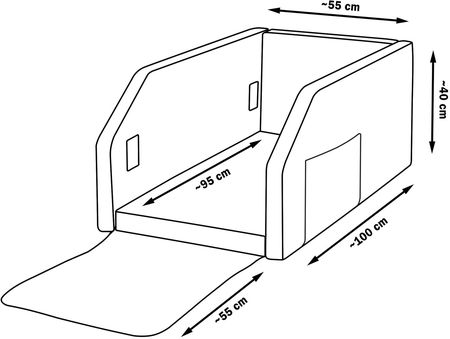 Składany transporter samochodowy dla psa na tylne siedzenie z materacem i pasem bezpieczeństwa 55x100 cm (czarny) - zdjęcie 4