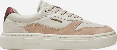 Calvin Klein Sneakersy damskie skórzane HW0HW02114-0IO Beżowe