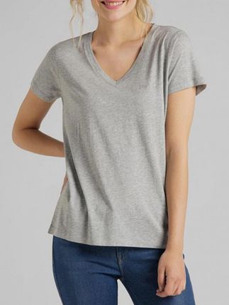 LEE V NECK TEE DAMSKI T-SHIRT GREY MELE L41JEN37