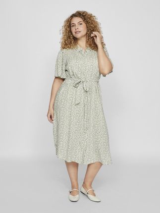 Sukienka Midi Plus Size T-shirt Dress Krzywa Krótki Rękaw | 46