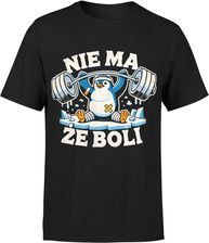 Treningowa Siłownia Trening Fitness Zumba Nie Ma Że Boli Pingwin Z Pingwinem Męska koszulka (M, Czarny)
