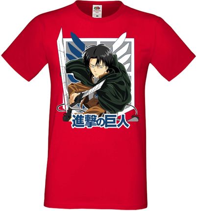 Levi Titan Attack m?ska koszulka Comics Manga Japan Anime Animation Gift, 2XL / Czerwony