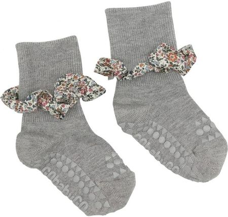 Gobabygo Skarpetki Antypoślizgowe Dla Dziewczynki Liberty Bamboo Grey Melange Katie And Millie Orange 2 Lata