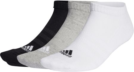 skarpety adidas unisex do trampek, 3-pak - Wyściełane, niskie, z logo, jednokolorowe, czarny/szary/biały 43-45