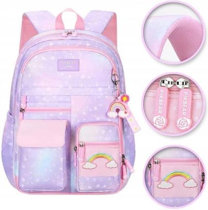 Ecarla Plecak Rainbow Sweet Szkolny Uniwersalny Z Brelokiem Kieszonki Pl161