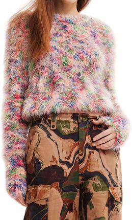 Sweter damski Desigual Mia klasyczny futrzany XL