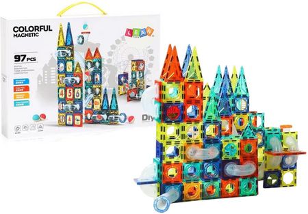 Lean Toys Zestaw Zjeżdżalnia Dla Kulek Klocki Magnetyczne 168 Elementów
