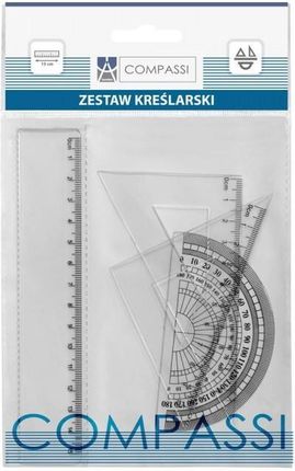 Memobe Zestaw Geometryczny Compassi 4-Elem. Z Linijką 15Cm W Etui