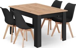Oskar Zestaw Stół Prostokątny 120x80 Craft + 4 Krzesła Mark Czarne
