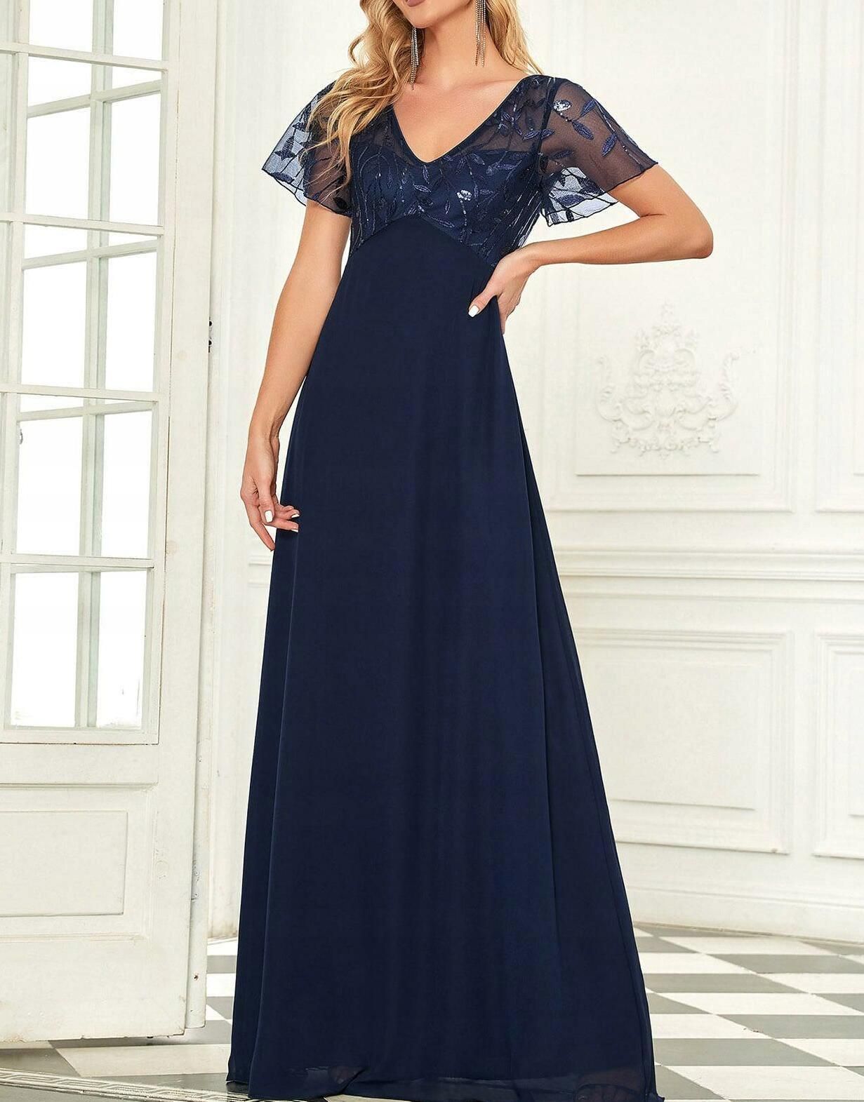 R kaw Cekiny Ever Pretty 40 Granatowa Sukienka Wieczorowa Maxi Kr tki r-kaw-cekiny-ever-pretty-40-granatowa-sukienka-wieczorowa-maxi-kr-tki