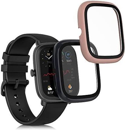 Kwmobile Pokrowiec Kompatybilny Z Huami Amazfit Gts 2 Mini Cover X Szkło Hartowane Plastikową Ramką Granatowy Zakurzony Róż