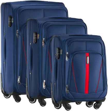 Zestaw 3 Walizek Miękkich z Codury (XL+M+S) Granatowy