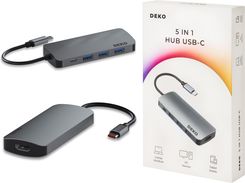 Hub Usb C 5w1 Stacja Dokująca 100W HDMI 4K 60Hz 3xUSB DEKO Lite