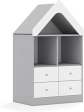 Entelo Regał Blox Base 70 2PP 4SB z daszkiem 706x466x1223 korpus szary/4x szuflada biała