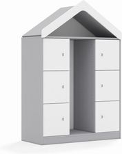 Entelo Regał na pojemniki Blox Base 110 3PG 6F1 z daszkiem 1049x466x1575 korpus szary/6x front biały