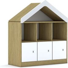 Entelo Regał Blox Base 110 2PP 3F1 z daszkiem 1049x466x1223 korpus dąb/3x front biały wariant 3
