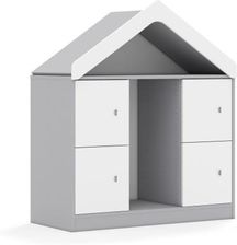 Entelo Regał na pojemniki Blox Base 110 2PG 4F1 z daszkiem 1049x466x1223 korpus szary/4x front biały