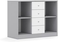 Entelo Regał Blox Base 110 2PP 4SS 1049x466x813 korpus szary/4x szuflada biała